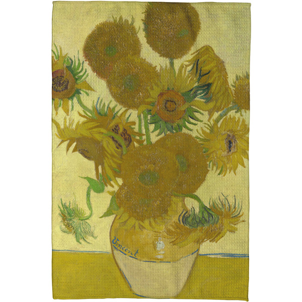 Sunflowers (Van Gogh 1888) Waffle Weave Towel - Full Color Print - Approval Image