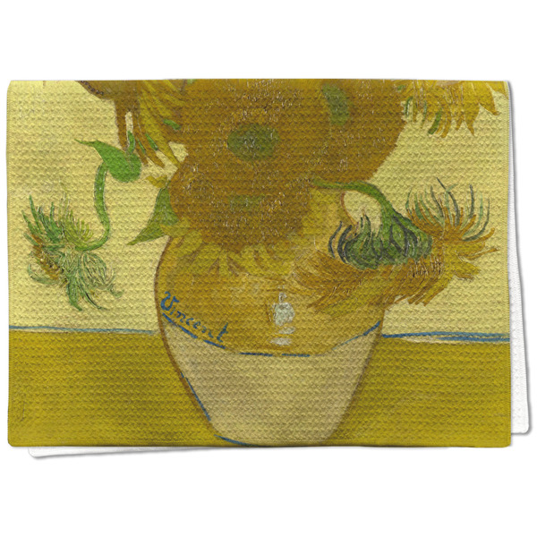 Custom Sunflowers (Van Gogh 1888) Kitchen Towel - Waffle Weave - Full Color Print