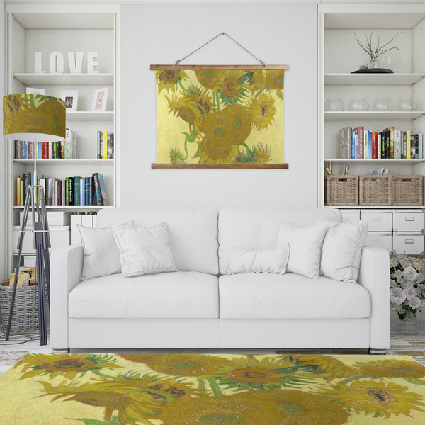 Sunflowers (Van Gogh 1888) Wall Hanging Tapestry - Landscape - In Context