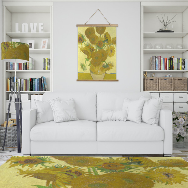 Sunflowers (Van Gogh 1888) Wall Hanging Tapestry - Portrait - In Context