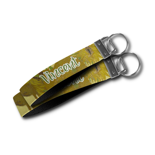 Sunflowers (Van Gogh 1888) Webbing Keychain FOBs - Size Comparison
