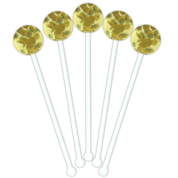 Sunflowers (Van Gogh 1888) White Plastic 5.5" Stir Stick - Fan View