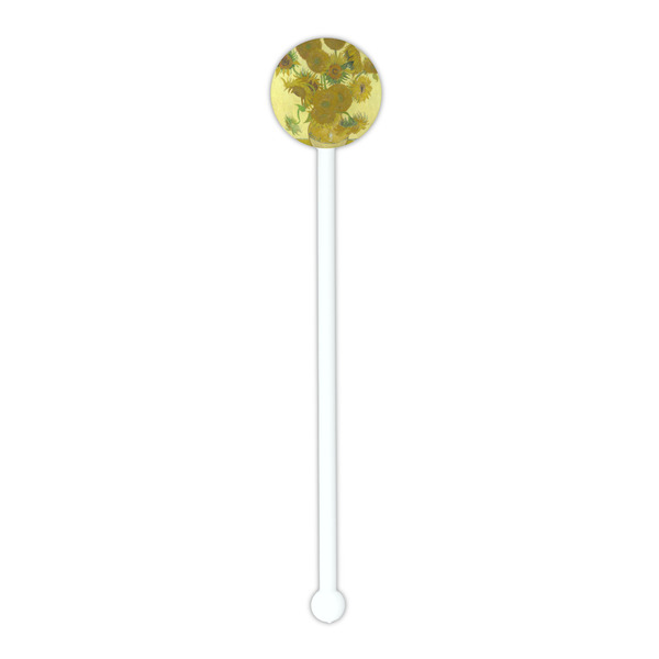 Sunflowers (Van Gogh 1888) White Plastic 5.5" Stir Stick - Round - Single Stick