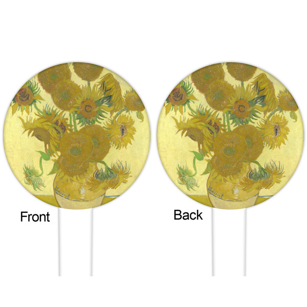 Sunflowers (Van Gogh 1888) White Plastic 6" Food Pick - Round - Double Sided - Front & Back