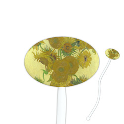 Sunflowers (Van Gogh 1888) 7" Oval Plastic Stir Sticks - White - Single Sided
