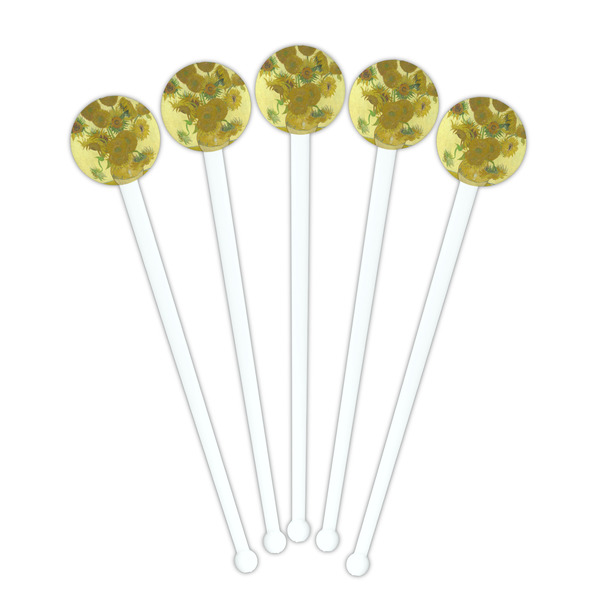 Sunflowers (Van Gogh 1888) White Plastic 7" Stir Stick - Round - Fan View