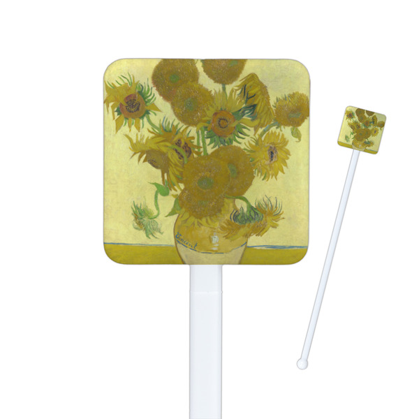 Custom Sunflowers (Van Gogh 1888) Square Plastic Stir Sticks - Double Sided