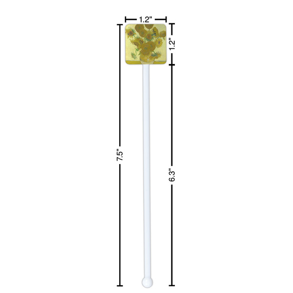 Sunflowers (Van Gogh 1888) White Plastic Stir Stick - Square - Dimensions