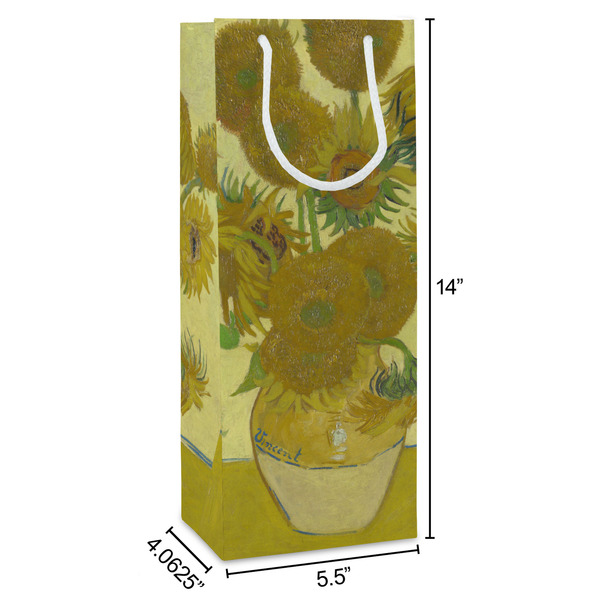 Sunflowers (Van Gogh 1888) Wine Gift Bag - Dimensions