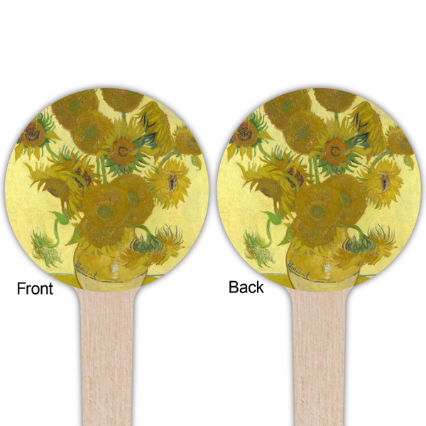 Sunflowers (Van Gogh 1888) Wooden 4" Food Pick - Round - Double Sided - Front & Back