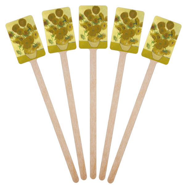 Sunflowers (Van Gogh 1888) Wooden 6.25" Stir Stick - Rectangular - Fan View
