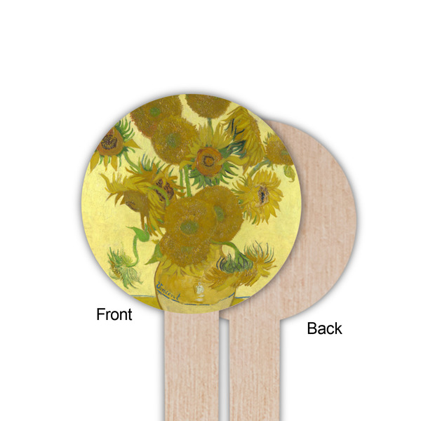 Sunflowers (Van Gogh 1888) Wooden 6" Food Pick - Round - Single Sided - Front & Back