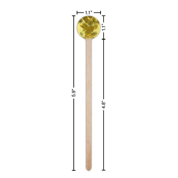 Sunflowers (Van Gogh 1888) Wooden 6" Stir Stick - Round - Dimensions