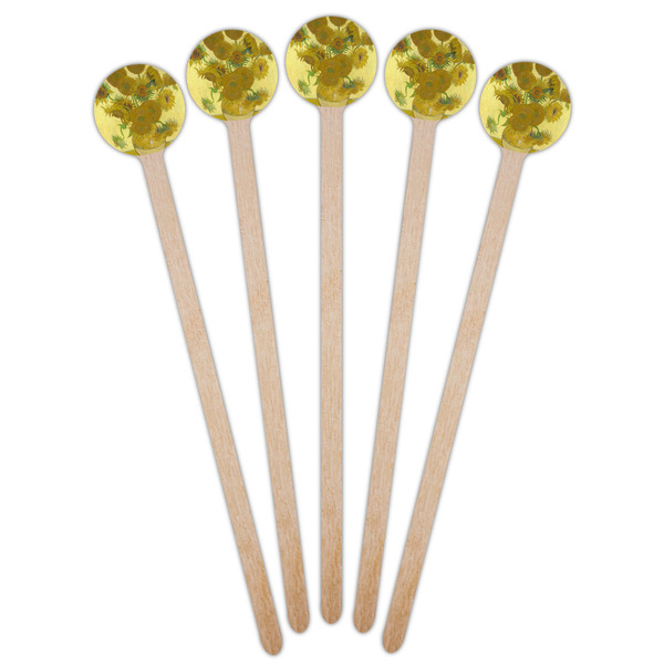 Sunflowers (Van Gogh 1888) Wooden 6" Stir Stick - Round - Fan View
