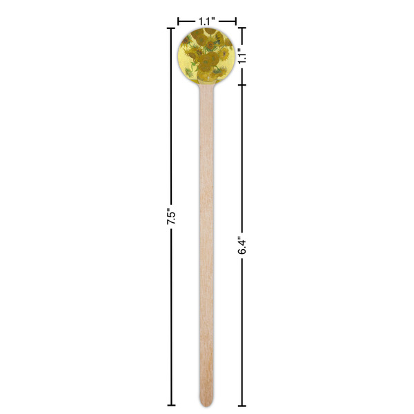 Sunflowers (Van Gogh 1888) Wooden 7.5" Stir Stick - Round - Dimensions