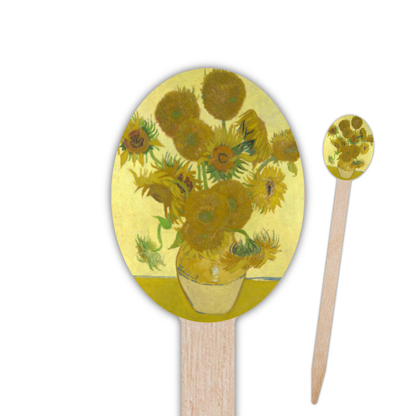 Custom Sunflowers (Van Gogh 1888) Oval Wooden Food Picks - Double Sided