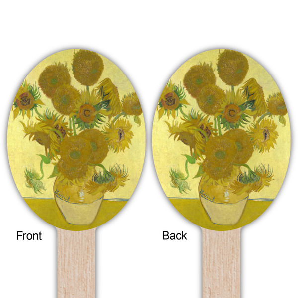 Sunflowers (Van Gogh 1888) Wooden Food Pick - Oval - Double Sided - Front & Back