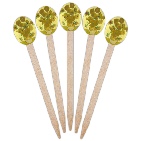 Sunflowers (Van Gogh 1888) Wooden Food Pick - Oval - Fan View