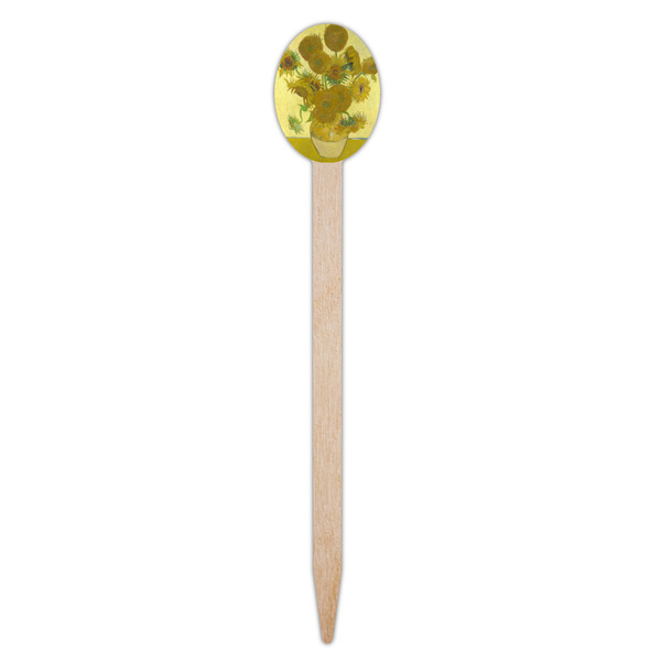 Sunflowers (Van Gogh 1888) Wooden Food Pick - Oval - Single Pick