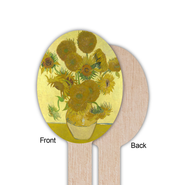 Sunflowers (Van Gogh 1888) Wooden Food Pick - Oval - Single Sided - Front & Back