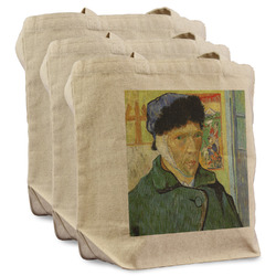 Van Gogh's Self Portrait with Bandaged Ear Reusable Cotton Grocery Bags - Set of 3
