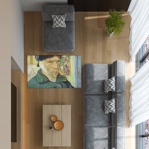 Van Gogh's Self Portrait with Bandaged Ear 3'x5' Indoor Area Rugs - IN CONTEXT