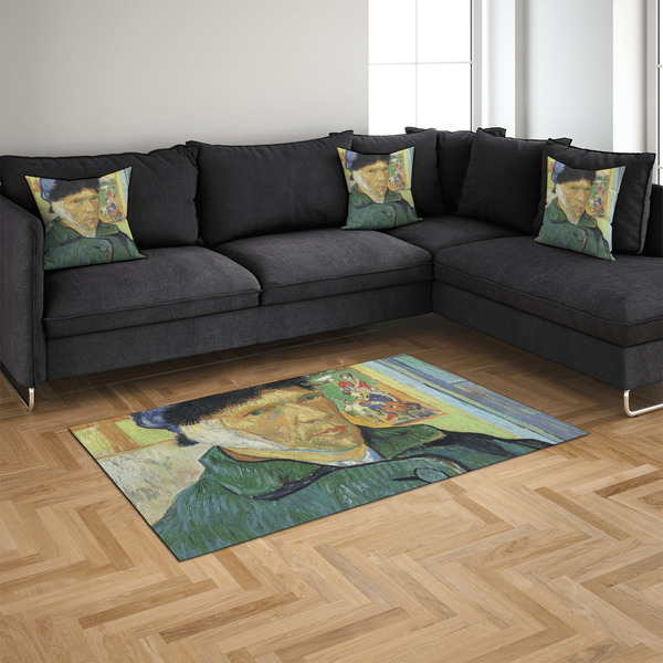 Van Gogh's Self Portrait with Bandaged Ear 4'x6' Indoor Area Rugs - IN CONTEXT