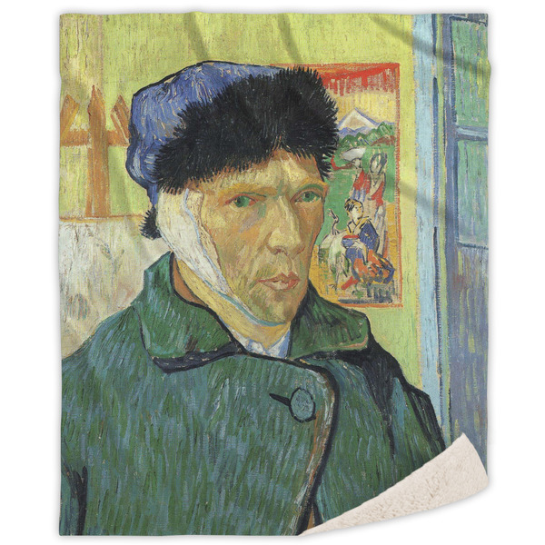 Custom Van Gogh's Self Portrait with Bandaged Ear Sherpa Throw Blanket - 60"x80"