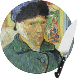 Van Gogh's Self Portrait with Bandaged Ear Round Glass Cutting Board - Small