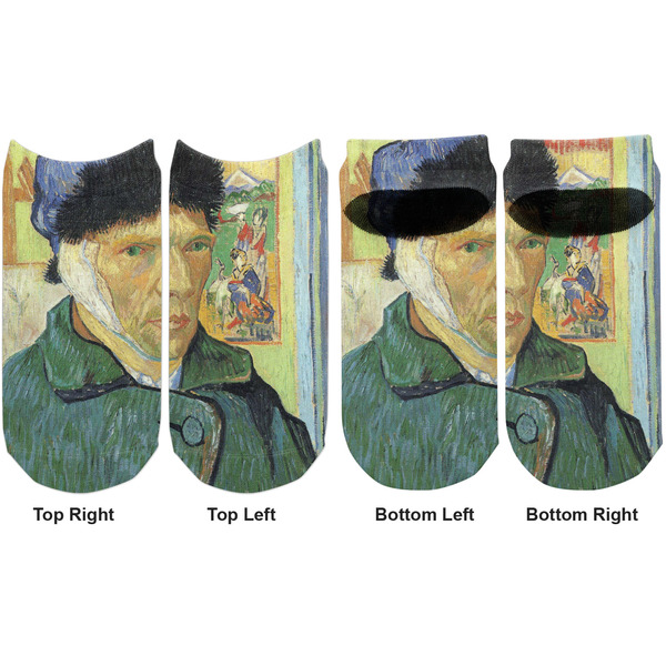 Van Gogh's Self Portrait with Bandaged Ear Adult Ankle Socks - Double Pair - Front and Back - Apvl