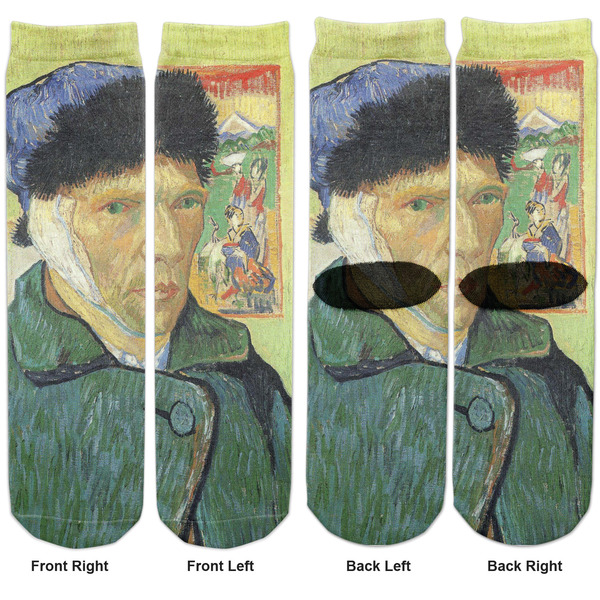 Van Gogh's Self Portrait with Bandaged Ear Adult Crew Socks - Double Pair - Front and Back - Apvl