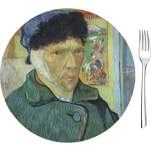 Custom Van Gogh's Self Portrait with Bandaged Ear 8" Glass Appetizer / Dessert Plates - Single or Set