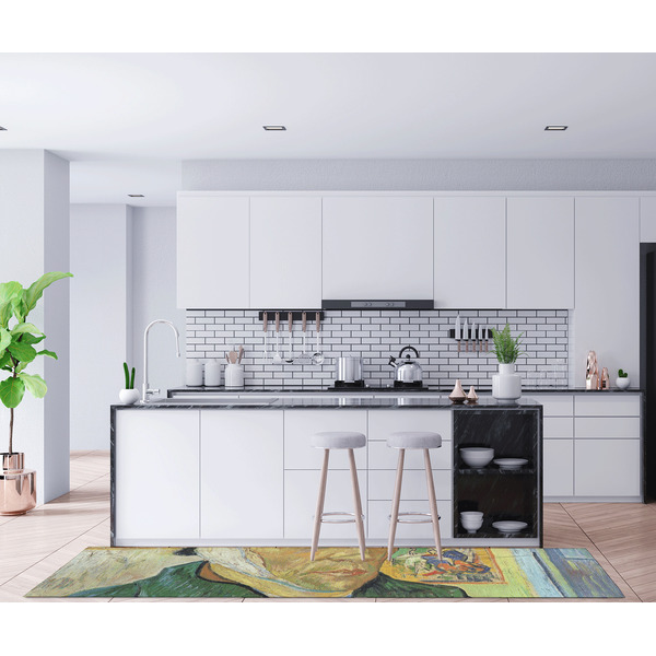 Van Gogh's Self Portrait with Bandaged Ear Area Rug Sizes - In Context (horizontal)