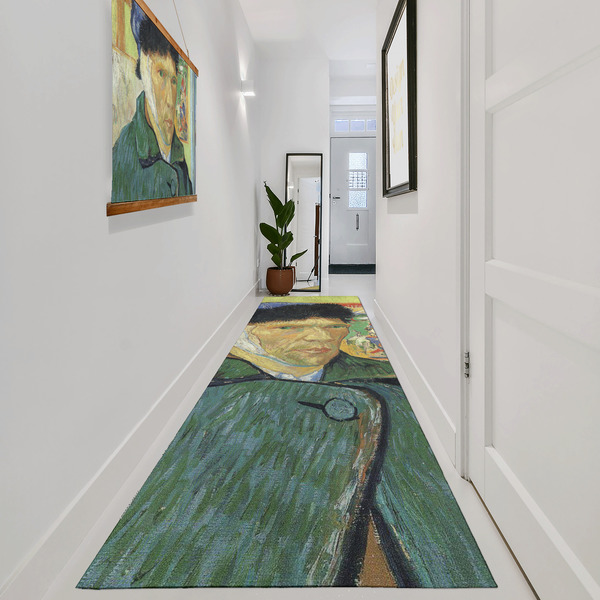 Van Gogh's Self Portrait with Bandaged Ear Area Rug Sizes - In Context (vertical)