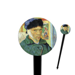 Van Gogh's Self Portrait with Bandaged Ear 4" Round Plastic Food Picks - Black - Single Sided