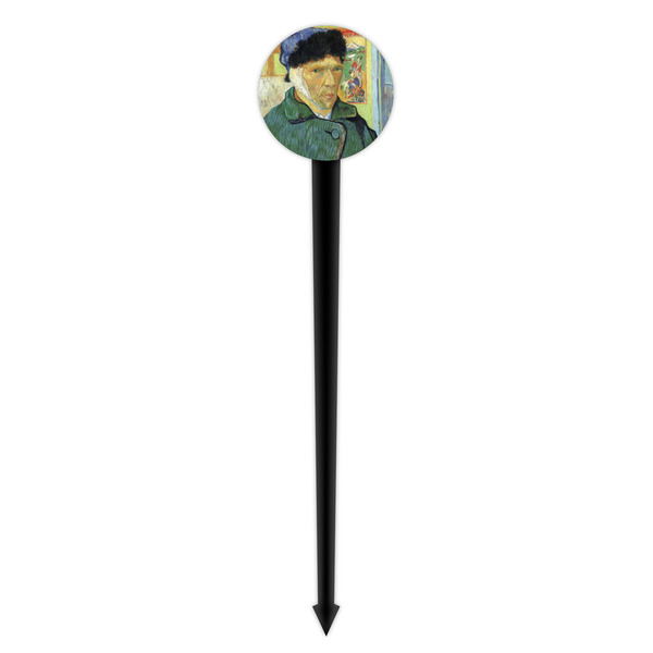 Van Gogh's Self Portrait with Bandaged Ear Black Plastic 4" Food Pick - Round - Single Pick
