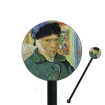 Van Gogh's Self Portrait with Bandaged Ear 5.5" Round Plastic Stir Sticks - Black - Single Sided