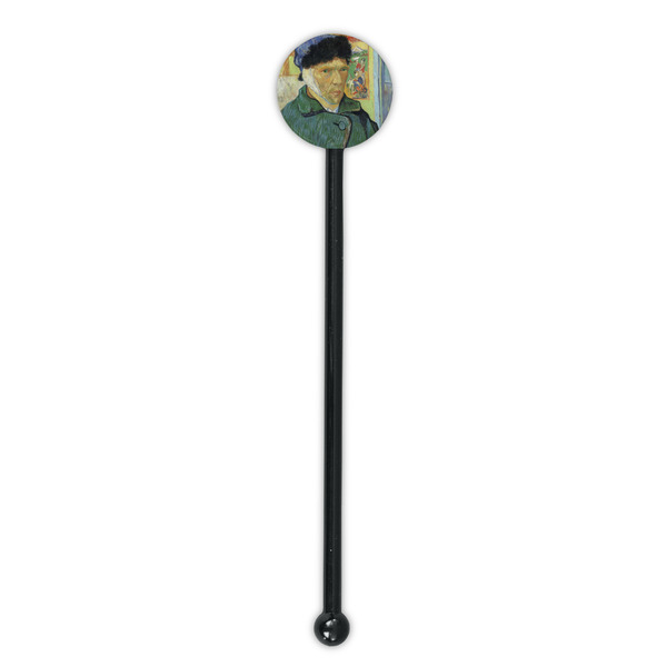 Van Gogh's Self Portrait with Bandaged Ear Black Plastic 5.5" Stir Stick - Round - Single Stick