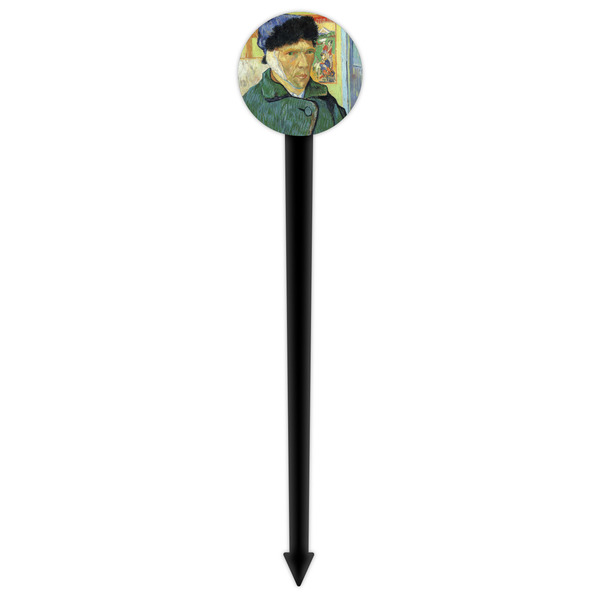 Van Gogh's Self Portrait with Bandaged Ear Black Plastic 6" Food Pick - Round - Single Pick