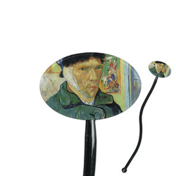 Van Gogh's Self Portrait with Bandaged Ear 7" Oval Plastic Stir Sticks - Black - Double Sided