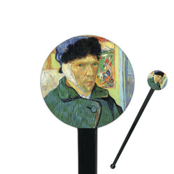 Van Gogh's Self Portrait with Bandaged Ear 7" Round Plastic Stir Sticks - Black - Single Sided