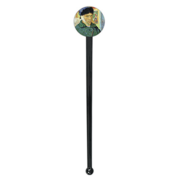 Van Gogh's Self Portrait with Bandaged Ear Black Plastic 7" Stir Stick - Round - Single Stick