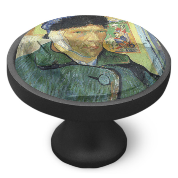 Van Gogh's Self Portrait with Bandaged Ear Cabinet Knob - Black - Side