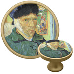 Van Gogh's Self Portrait with Bandaged Ear Cabinet Knob - Gold