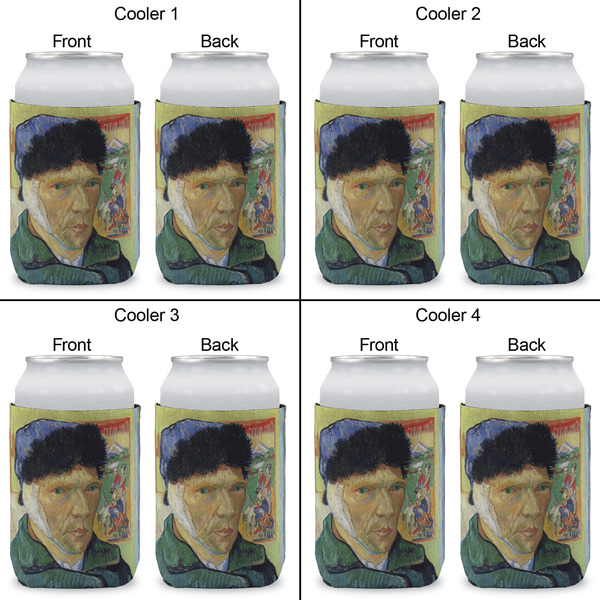 Van Gogh's Self Portrait with Bandaged Ear Can Cooler - Standard 12oz - Set of 4 - Front & Back