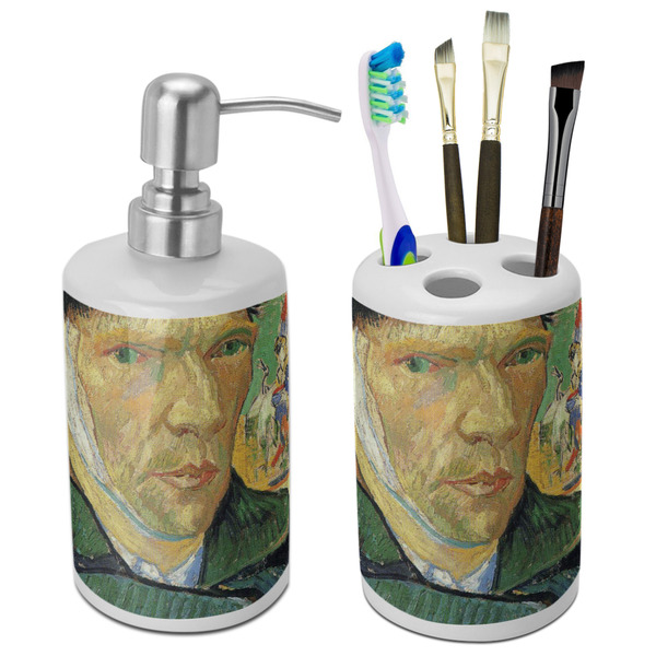 Custom Van Gogh's Self Portrait with Bandaged Ear Ceramic Bathroom Accessories Set