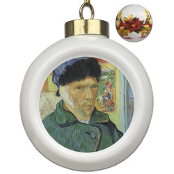 Van Gogh's Self Portrait with Bandaged Ear Ceramic Ball Ornaments - Poinsettia Garland