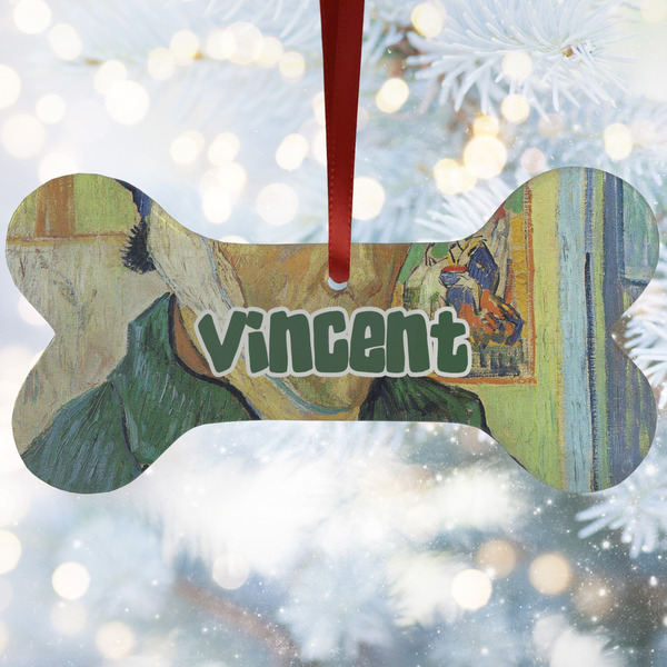 Custom Van Gogh's Self Portrait with Bandaged Ear Ceramic Dog Ornament