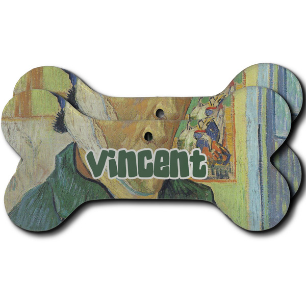 Custom Van Gogh's Self Portrait with Bandaged Ear Ceramic Dog Ornament - Front & Back