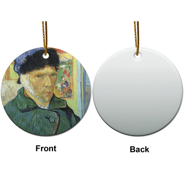 Van Gogh's Self Portrait with Bandaged Ear Ceramic Flat Ornament - Circle Front & Back (APPROVAL)